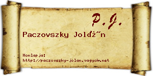 Paczovszky Jolán névjegykártya